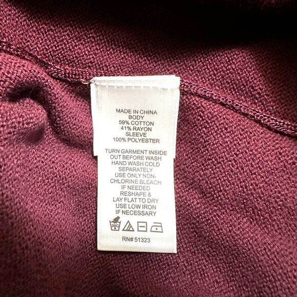 Cece New Women’s Tie Neck Sheer Long Sleeve Sweater Dress Burgundy Plus Size 1X - Picture 13 of 13